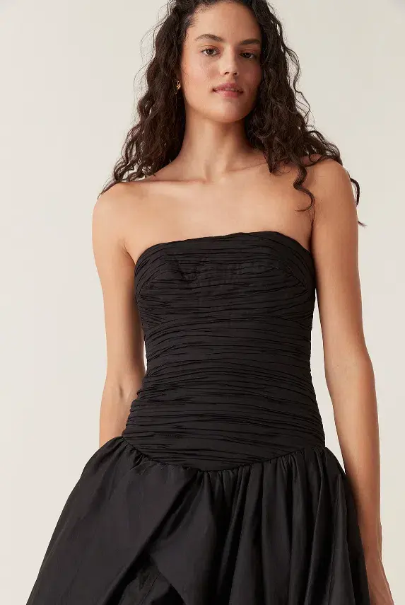 Aje Violette Bubble Hem Maxi Dress Black Size 8 for rent on The Volte - main image