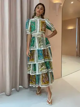 Alemais Delphine Tiered Dress Multi Size 8