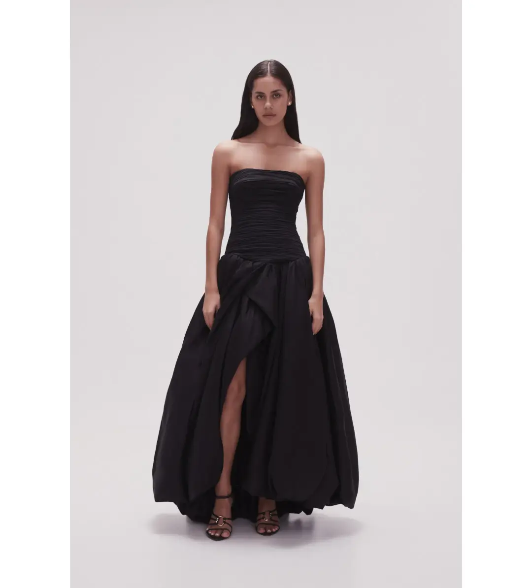Aje Violette Bubble Hem Maxi Dress Black Size 10 for rent on The Volte - main image
