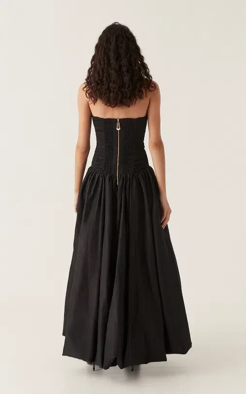 Aje Violette Bubble Hem Maxi Dress Black Size 10 for rent on The Volte - main image