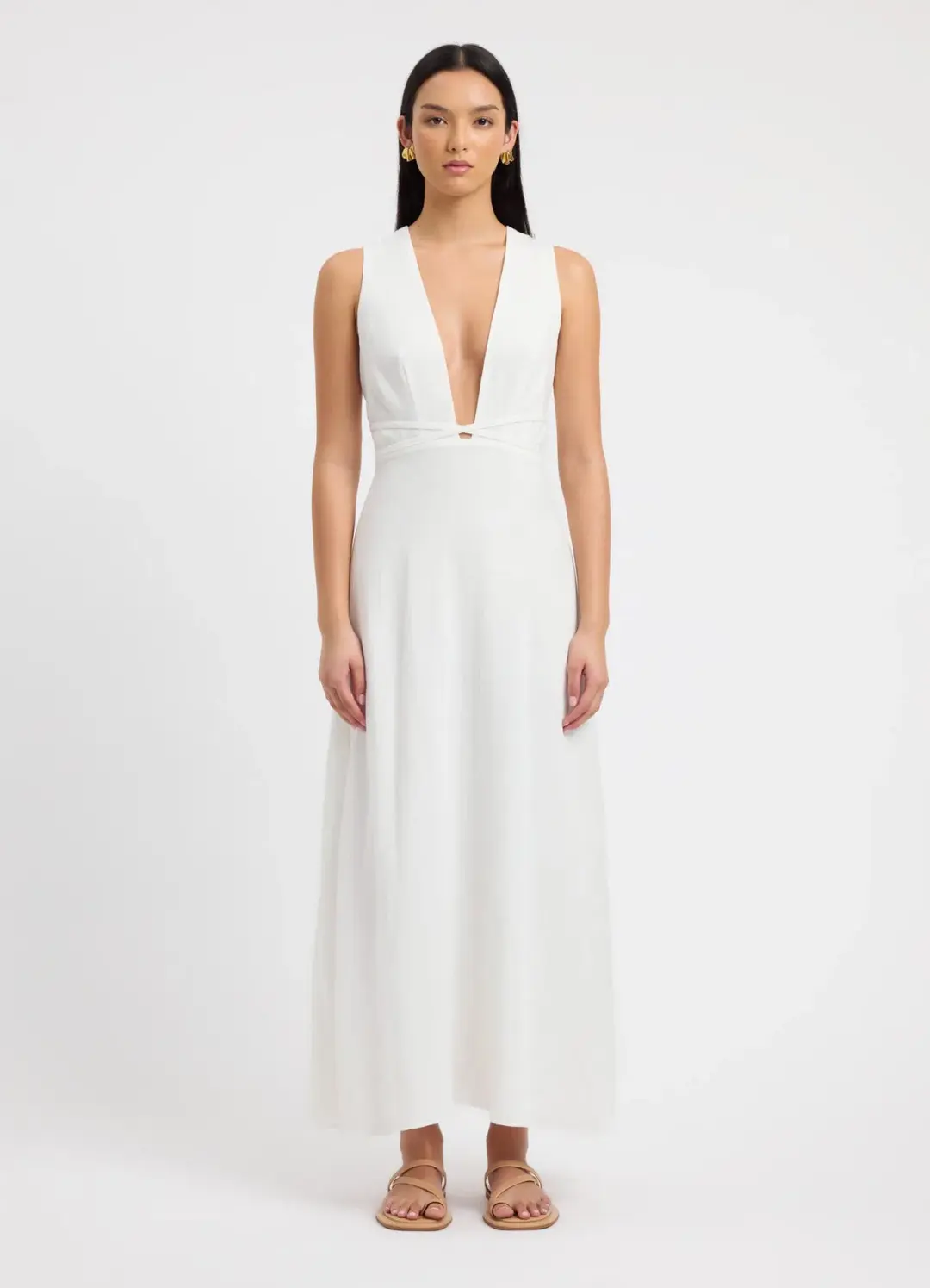 Kookai Hayman Deep Vee Dress White Size S / AU 8 for rent on The Volte - main image