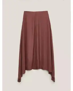 Massimo Dutti "Flowing Asymmetric" Midi Skirt Burgundy Size AU 6 for rent on The Volte - image 5