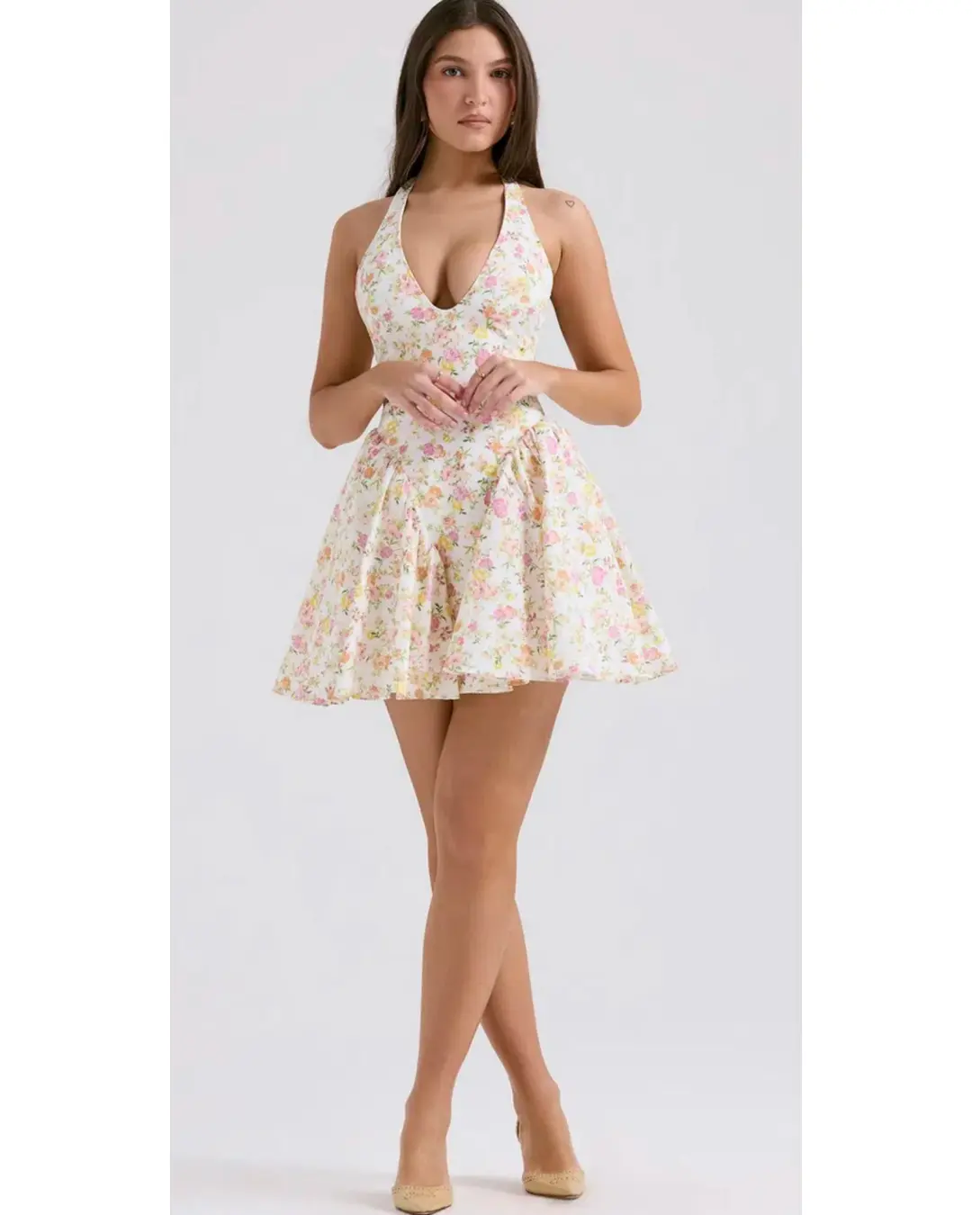 House of CB Valentia Dress Ivory Meadow Print Size AU 8 for rent on The Volte - main image