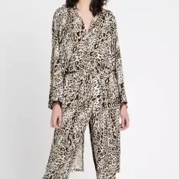 Sass & Bide "Be Kind Rewind" Longline Long Sleeve Blouse Animal Print Size 10 for rent on The Volte - image 1