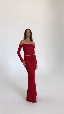 Natalie Rolt Charlotte Crop and Skirt in Cherry Size 1 / AU 8 for rent on The Volte - image 1