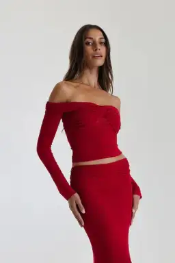 Natalie Rolt Charlotte Crop and Skirt in Cherry Size 1 / AU 8 for rent on The Volte - image 2