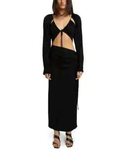 Christopher Esber Ruched Tie Floating Sleeve Dress Black Size AU 8 for rent on The Volte - image 1