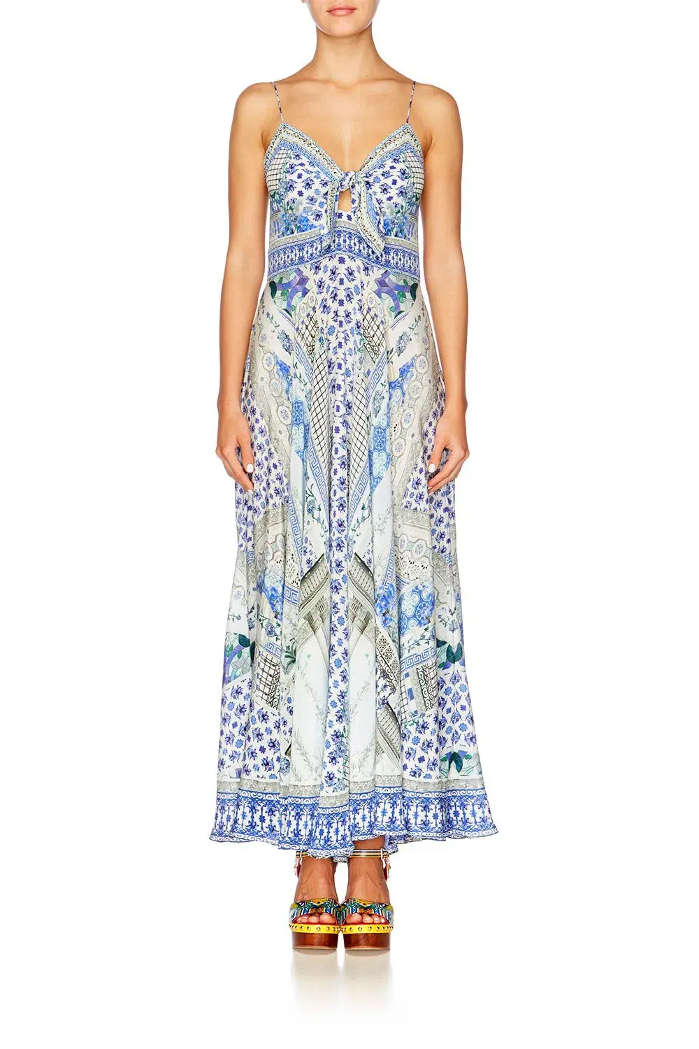 Camilla Salvador Summer Tie Front Long Dress Print Size M / AU 12 for rent on The Volte - main image