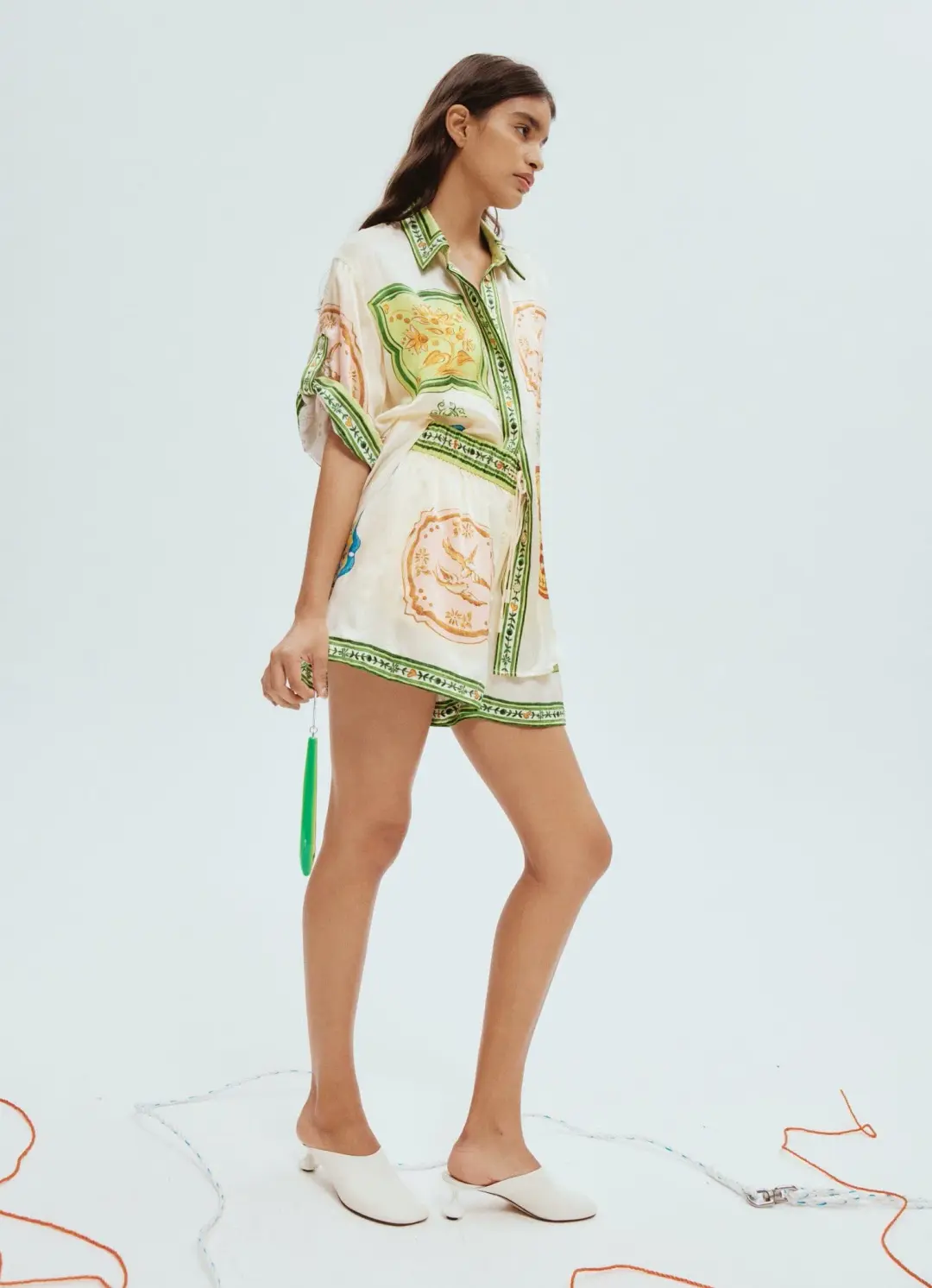 Alemais Porcelain Silk Shirt Size 6 and Shorts Size 4 Set Multi for rent on The Volte - main image