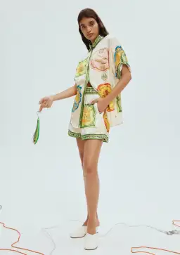 Alemais Porcelain Silk Shirt Size 6 and Shorts Size 4 Set Multi for rent on The Volte - image 1