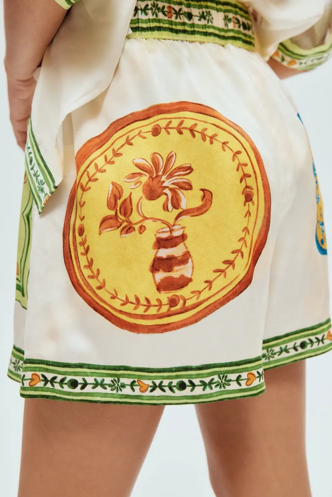 Alemais Porcelain Silk Shirt Size 6 and Shorts Size 4 Set Multi for rent on The Volte - main image