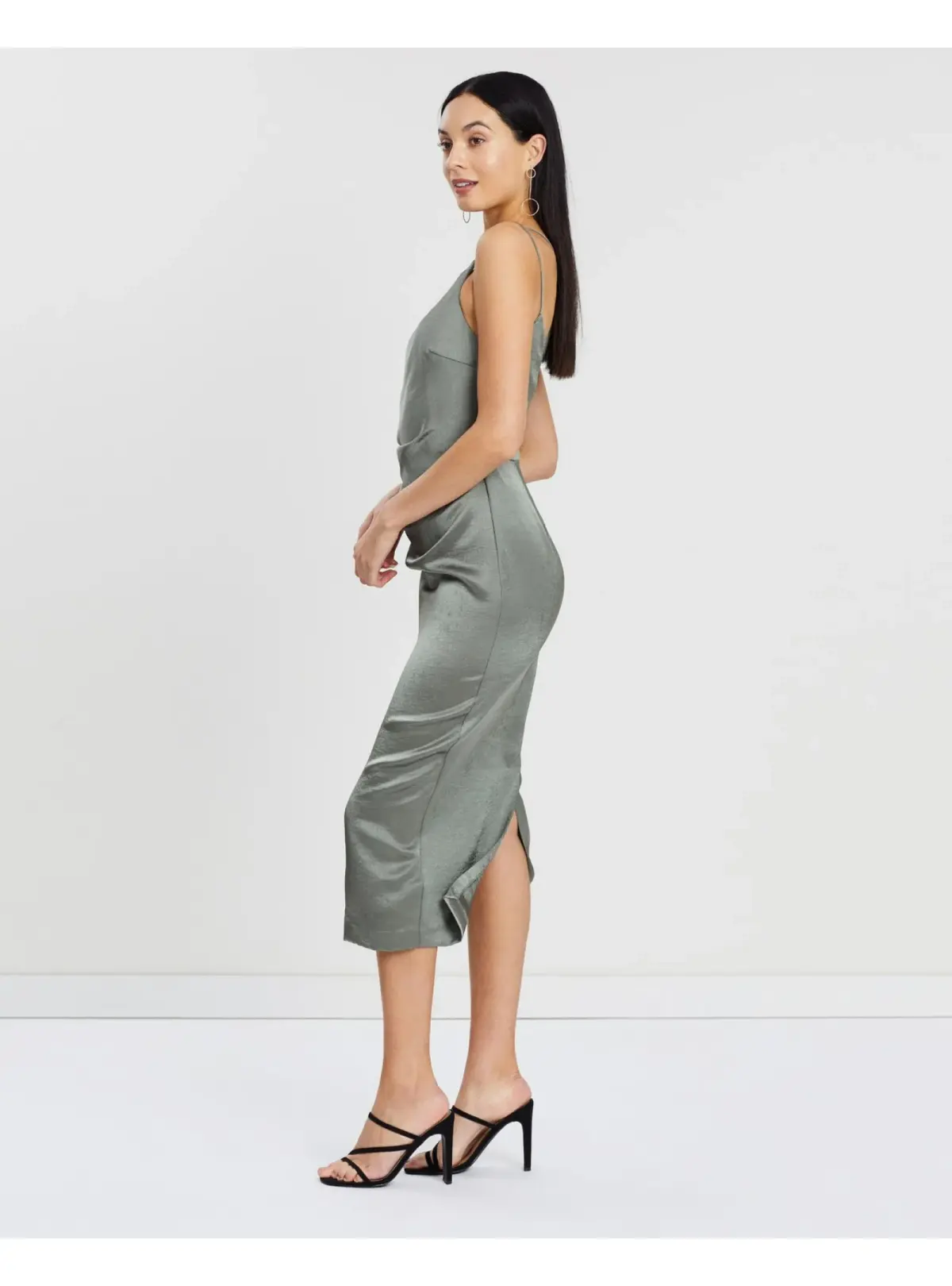 Bec & Bridge Mila Asymmetric Midi Dress Green Size AU 6 - Image 2
