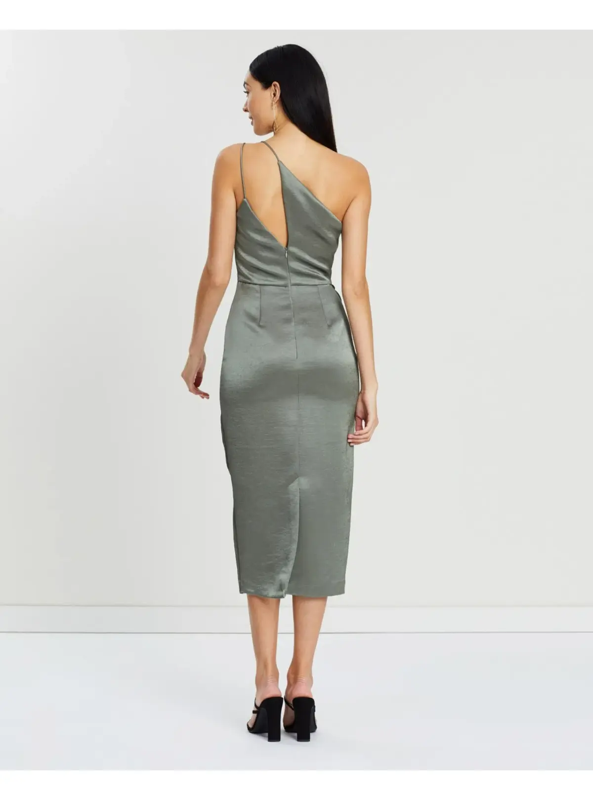 Bec & Bridge Mila Asymmetric Midi Dress Green Size AU 6 - Image 3