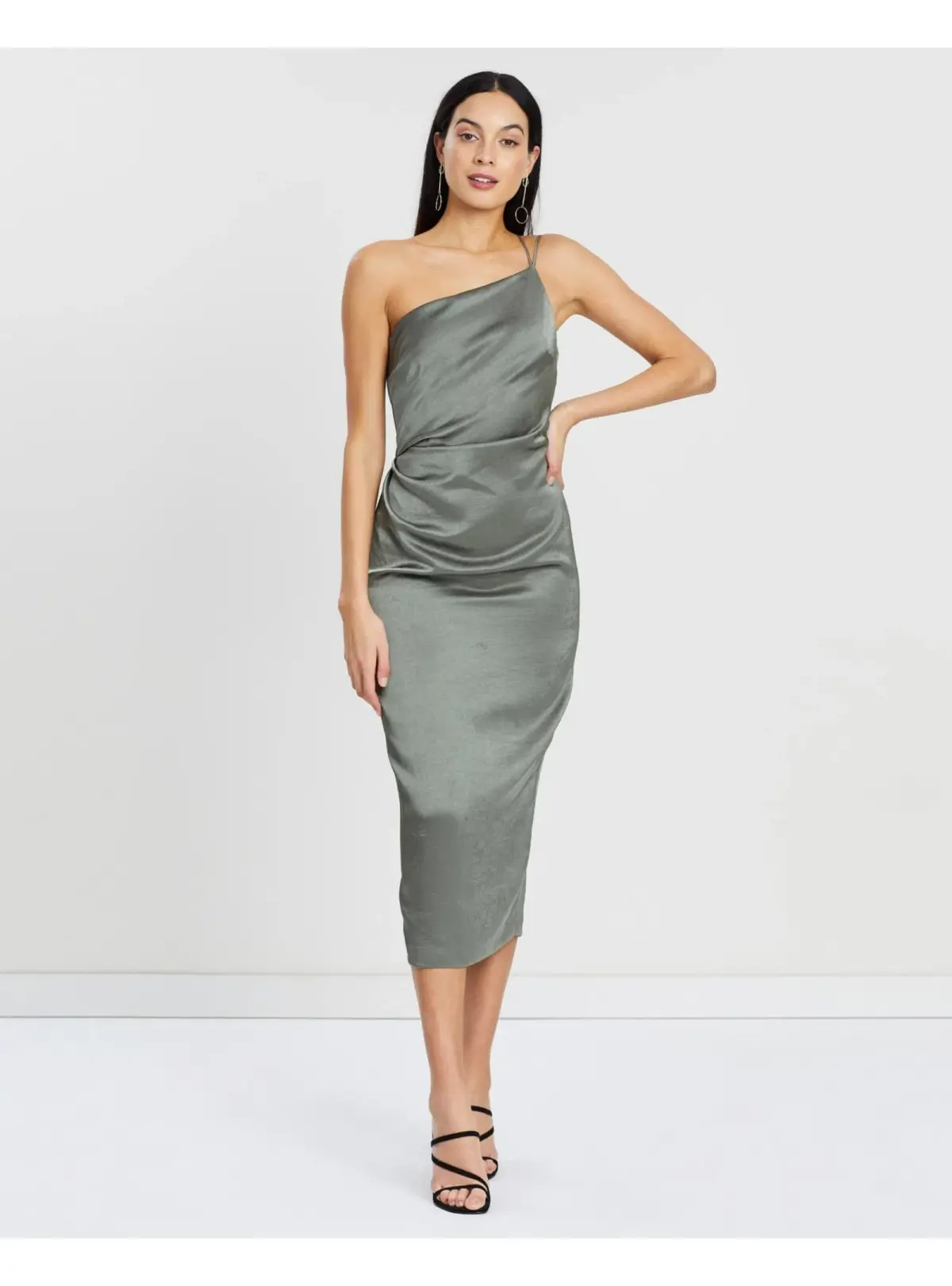 Bec & Bridge Mila Asymmetric Midi Dress Green Size AU 6 - Image 1