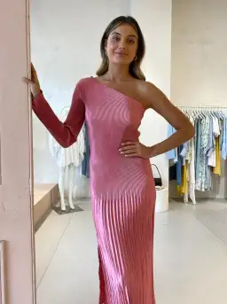 L'Idee Soiree One Shoulder Long Sleeve Dress Dusty Rose Size 6 for rent on The Volte - image 3