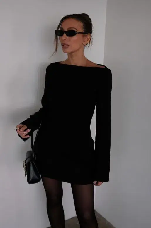 Henne Patrizia Mini Dress Black Size 12 for rent on The Volte - main image