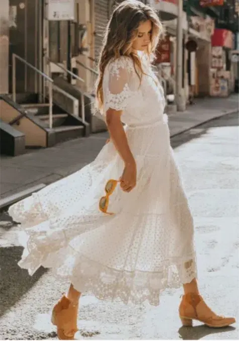 Spell Dawn Floor Length Lace Gown in Cream Size M / AU 10 for rent on The Volte - main image