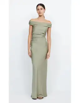 Bec & Bridge Eternity Off Shoulder Maxi Dress Sage Size 8 for rent on The Volte - image 1