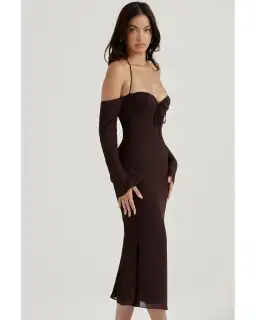 House of CB Naomi Midi Dress in Espresso Brown Size AU 6 for rent on The Volte - image 2