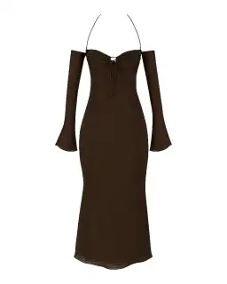 House of CB Naomi Midi Dress in Espresso Brown Size AU 6 for rent on The Volte - image 4