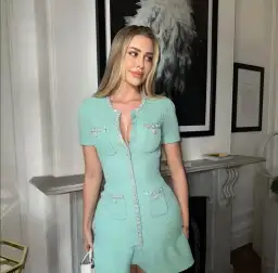 Self Portrait Embellished Mini Dress in Mint Size AU 8 for rent on The Volte - image 4