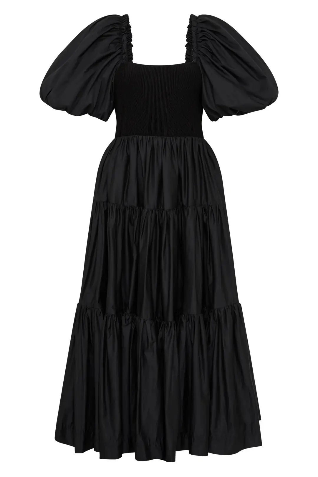 Aje Casa Puff Sleeve Midi Dress Black Size 14 for rent on The Volte - main image