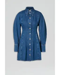 Scanlan Theodore Denim Cocoon Sleeve Mini Dress Blue Size AU 10 for rent on The Volte - image 4