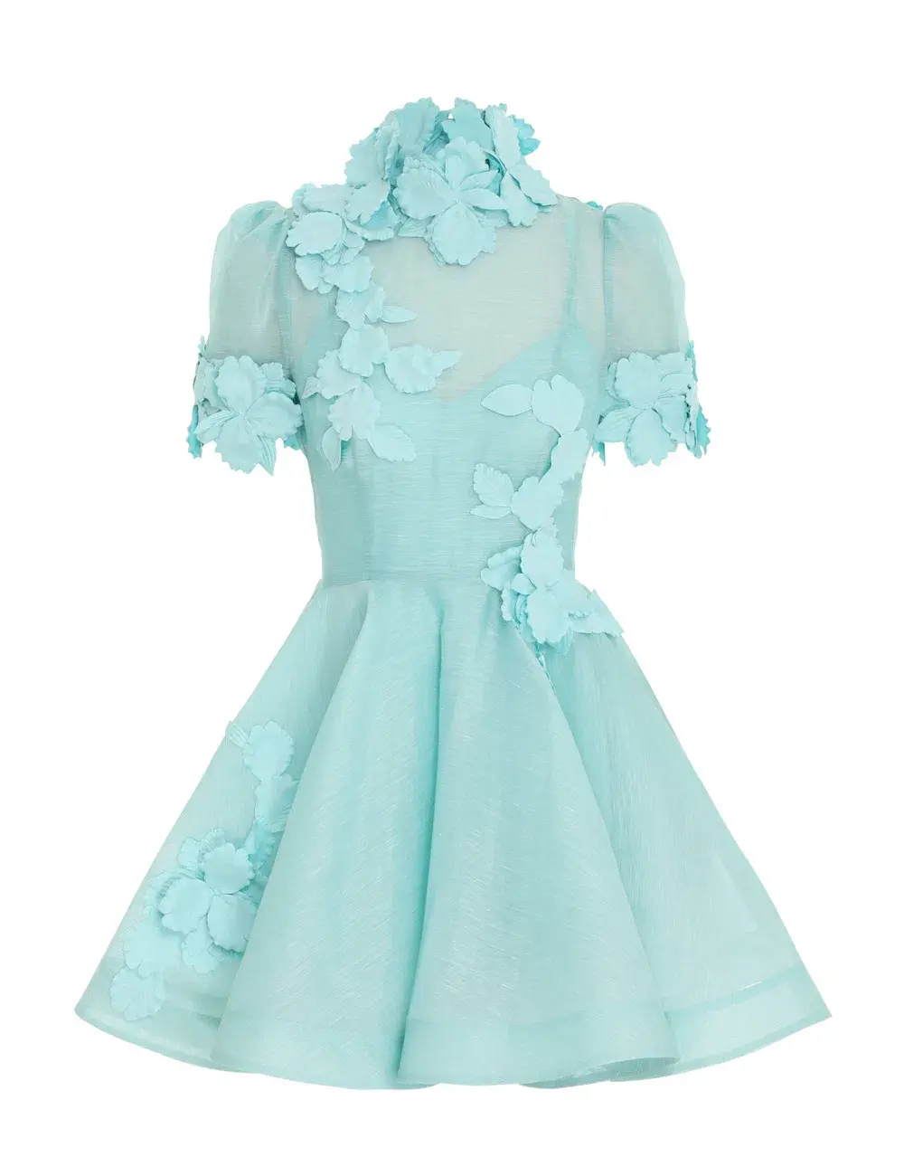 Zimmermann High Tide Lift Off Flower Mini Dress Green Size 0p /4 to 6 for rent on The Volte - main image