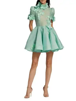 Zimmermann High Tide Lift Off Flower Mini Dress Green Size 0p /4 to 6 for rent on The Volte - image 1