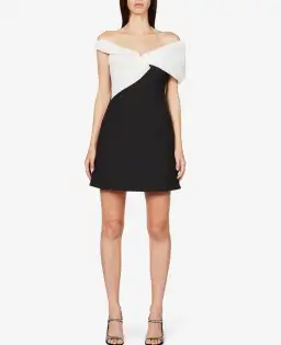 Rachel Gilbert Matteo Asymmetrical Off Shoulder Mini Dress Black/White Size 1 / AU 8 for rent on The Volte - image 5
