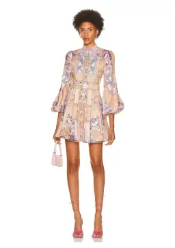 Zimmermann Kaleidoscope Buttoned Mini Dress Multi Swirl Floral Size 0 / AU 6 for rent on The Volte - image 1