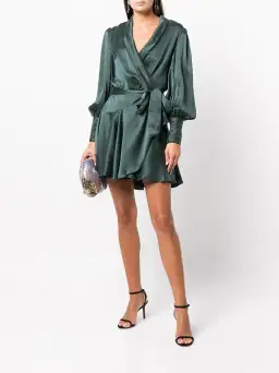 Zimmermann Silk Wrap Mini Dress Green Size 0P / AU 6 for rent on The Volte - image 1
