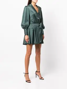 Zimmermann Silk Wrap Mini Dress Green Size 0P / AU 6 for rent on The Volte - image 2