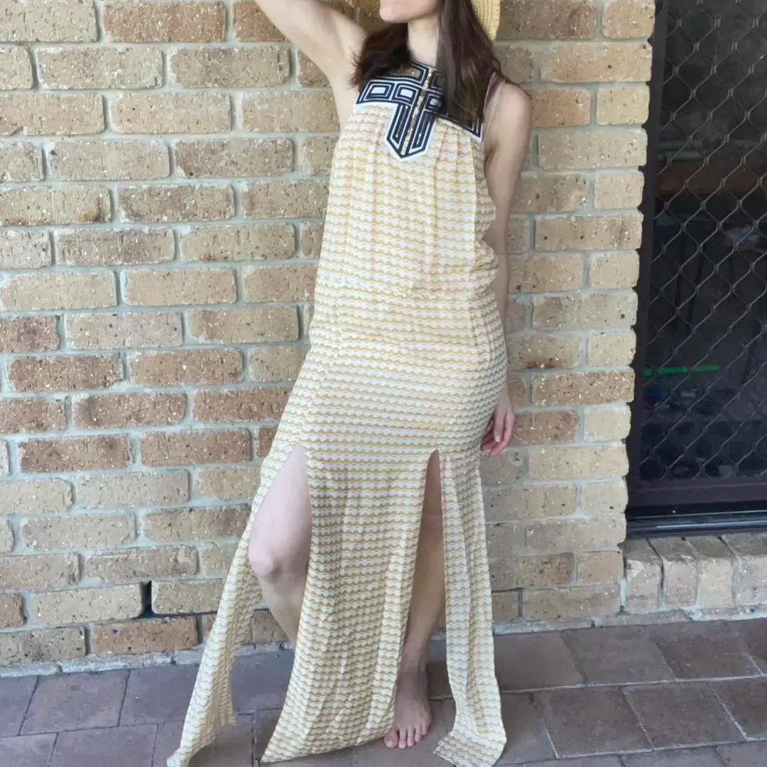 Sass & Bide Think Twice / The Element Embellished Silk Maxi Dress Yellow Size 6 for rent on The Volte - main image