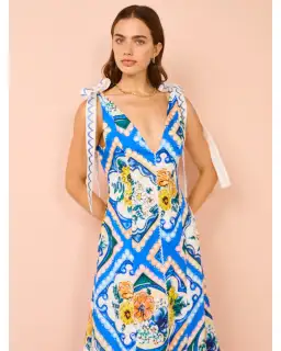 By Nicola Adonica Tie Shoulder Maxi Dress in Azure Flower Size AU 14 for rent on The Volte - image 3