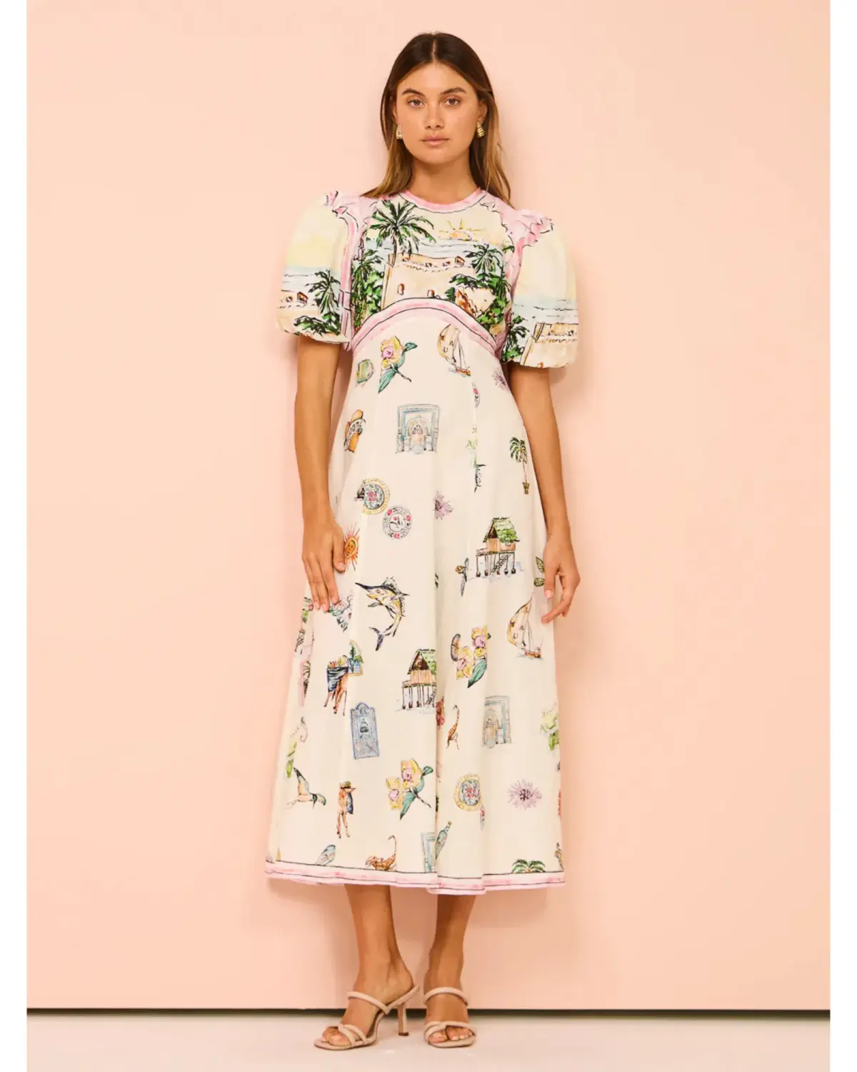 Alemais Sunset Midi Dress Multi Size AU 14 - Image 1