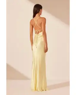Shona Joy La Lune Lace Back Maxi Dress Yellow Size XXS / AU 4 for rent on The Volte - image 3