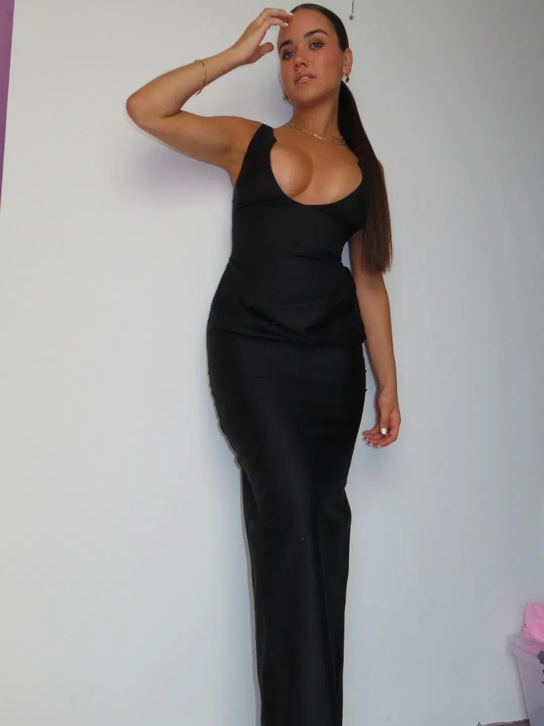 Christopher Esber Arced Column Dress Black Size 6 for rent on The Volte - main image