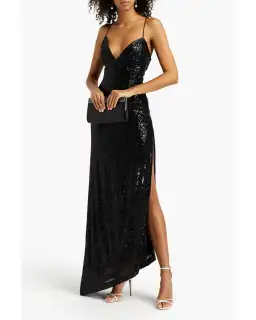 Retrofete Violet Sequined Maxi Dress in Black Size XS / AU 6