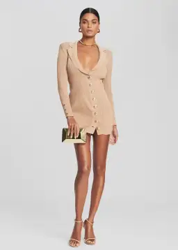 Retrofete Mimi Rib Knit Mini Dress Nude Size 6 for rent on The Volte - image 1