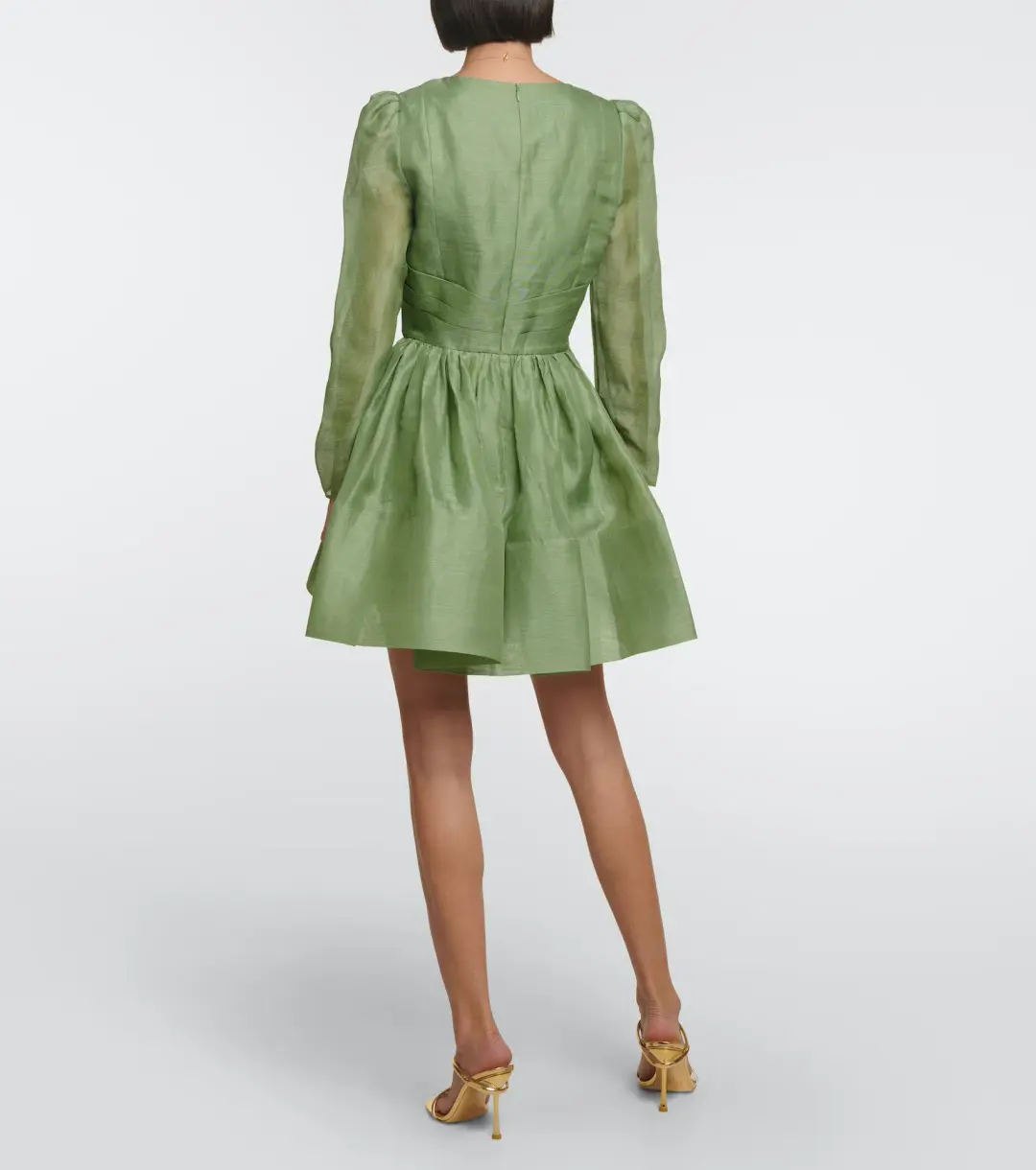 Zimmermann Lyrical Cross Over Mini Dress Fern Green for rent on The Volte - main image