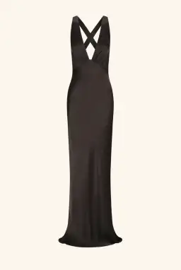 Shona Joy La Lune Plunged Cross Back Maxi Dress in Black Size 6 for rent on The Volte - image 3
