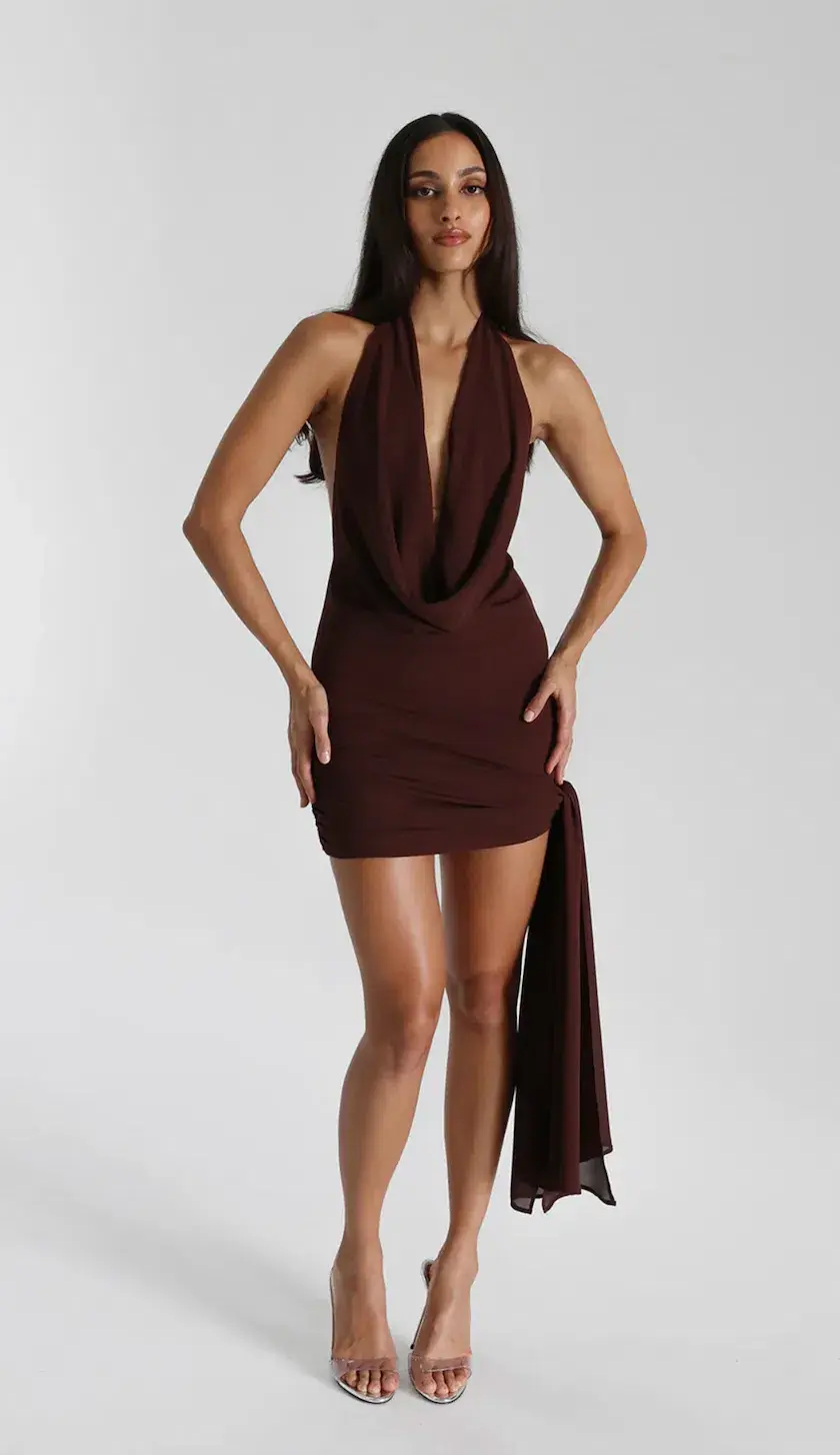 Natalie Rolt Anastasia Dress Espresso Size 1 / AU 8 for rent on The Volte - main image