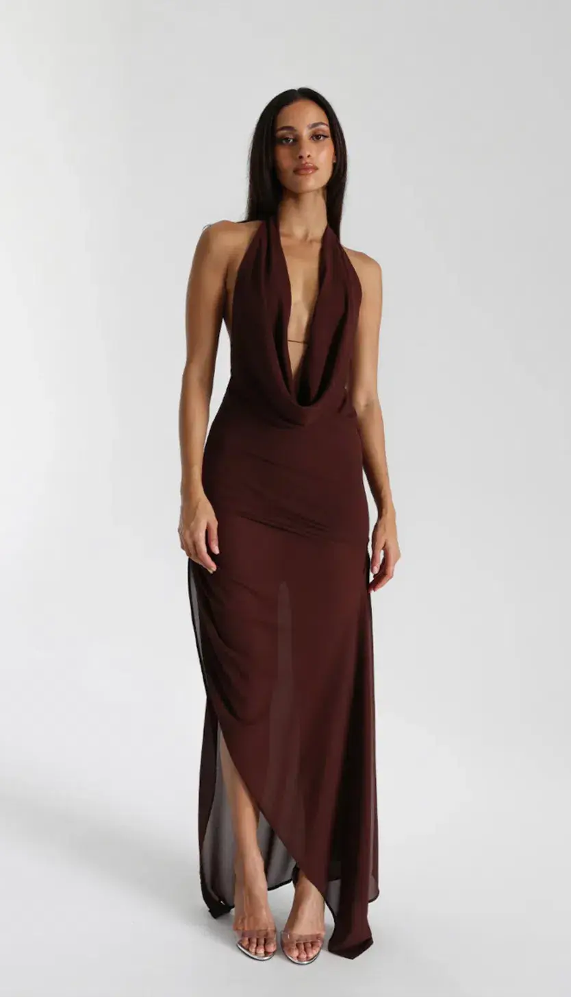 Natalie Rolt Anastasia Dress Espresso Size 1 / AU 8 for rent on The Volte - main image