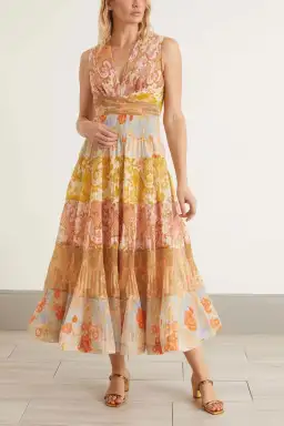 Zimmermann Postcard Pleated Midi Dress Spliced Size 0P / AU 6 for rent on The Volte - image 1