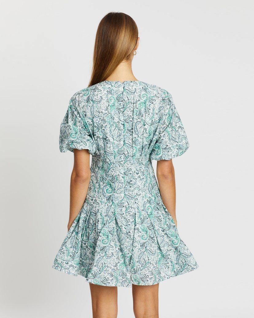 Thurley Brenton Mini Dress Perez Print Turquoise for rent on The Volte - main image