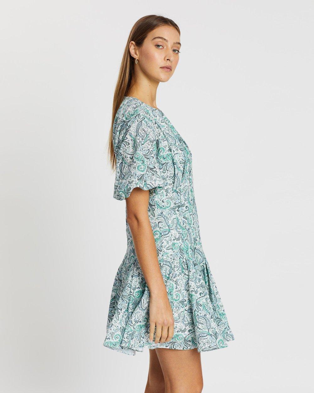 Thurley Brenton Mini Dress Perez Print Turquoise for rent on The Volte - main image