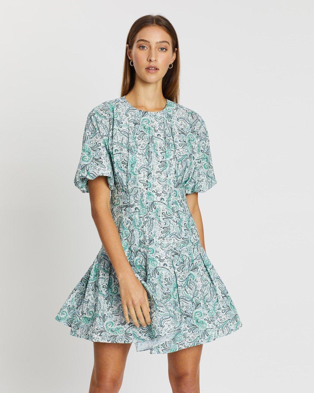 Thurley Brenton Mini Dress Perez Print Turquoise for rent on The Volte - main image