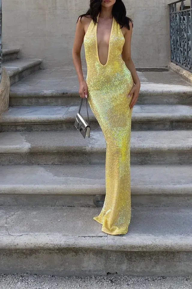 Natalie Rolt Delilah Gown Yellow Size 6 for rent on The Volte - main image