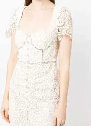 Cream Rose Lace Midi Dress for rent on The Volte - main image